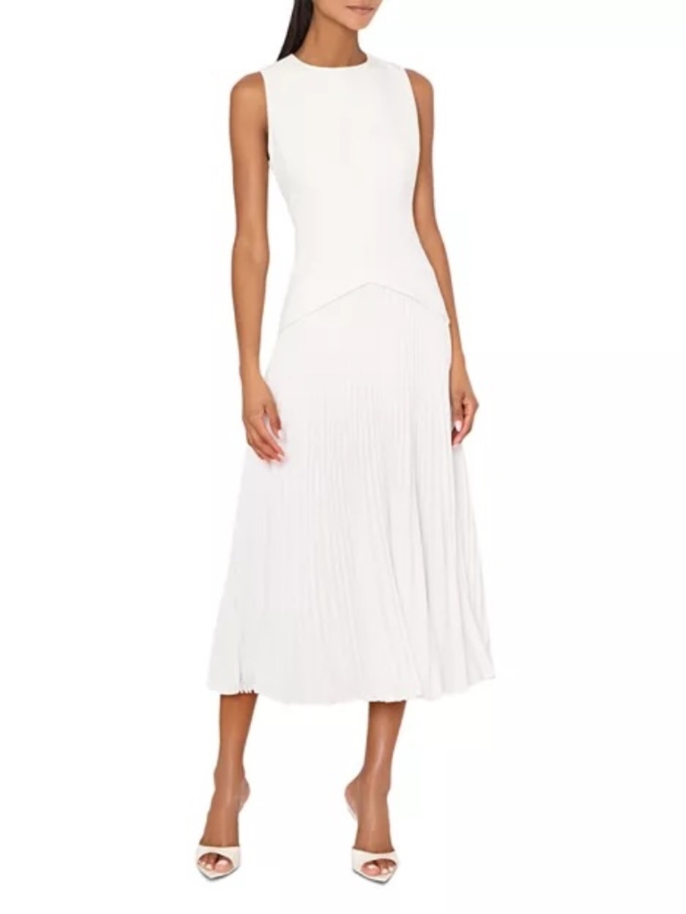 MILLY Haddy Pleated Midi Dress